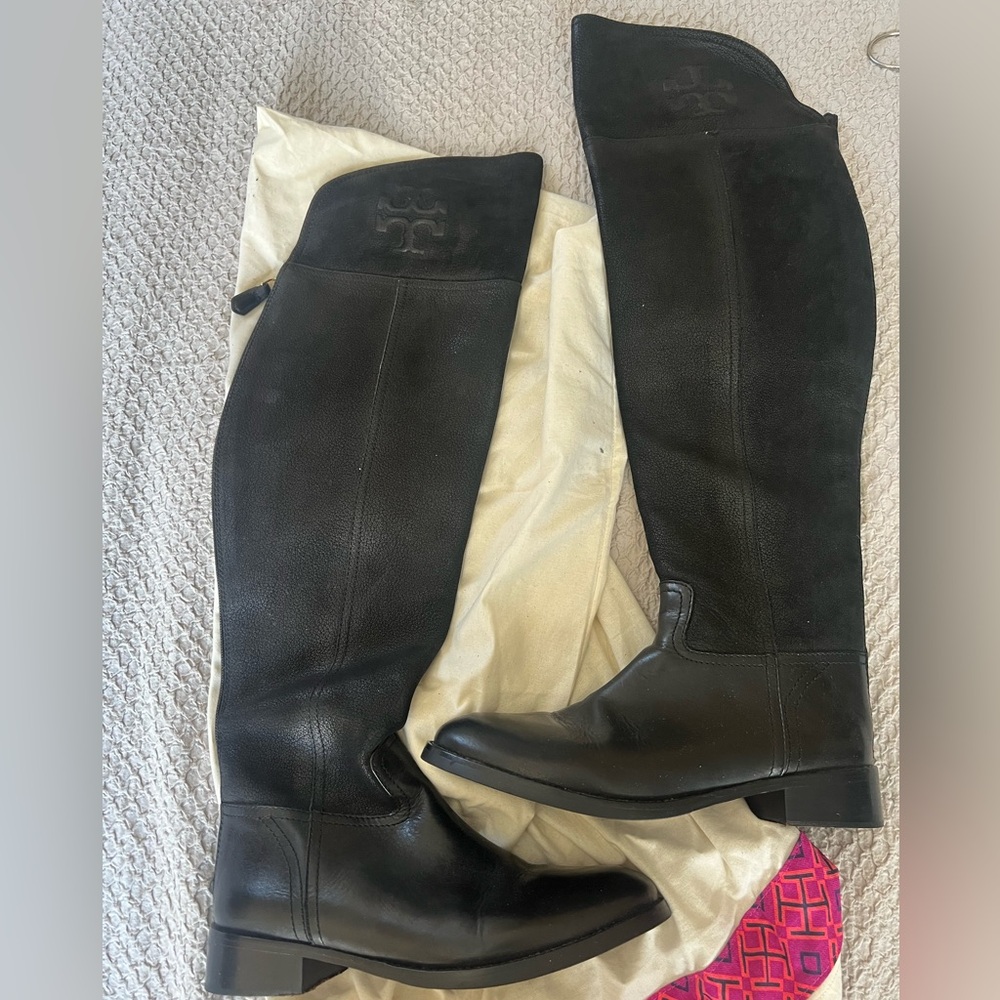 TORY BUCH Black Simone Over The Knee  Boot  Size 7.5
